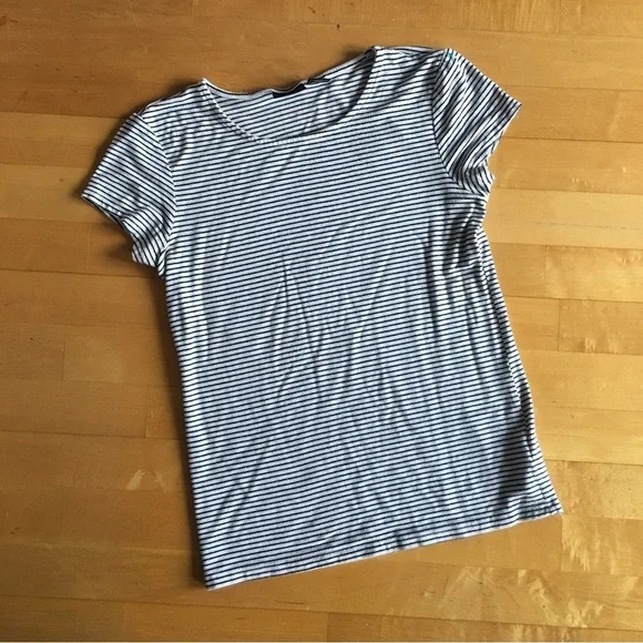 Rachel Zoe Striped Tee, White, Black, Size M - Picture 3 of 14